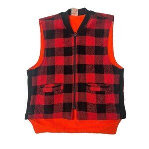 Codet Vest Mens Large Lumberjack Reversible Wool Blend Red Buffalo Plaid Hunting